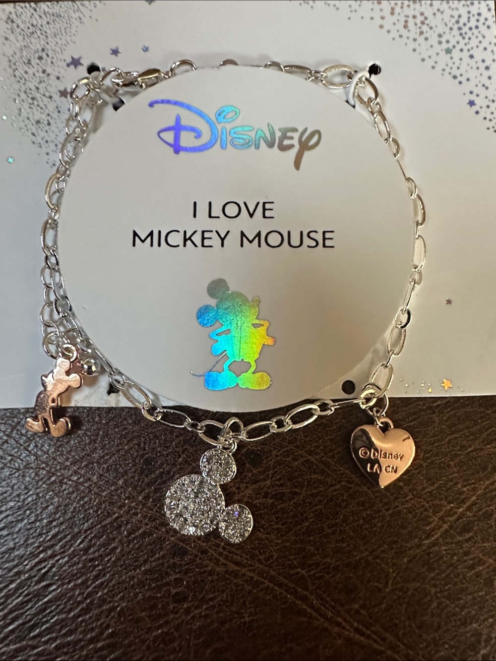 Disney Silver and Rose Gold Mickey Mouse Charm Bracelet